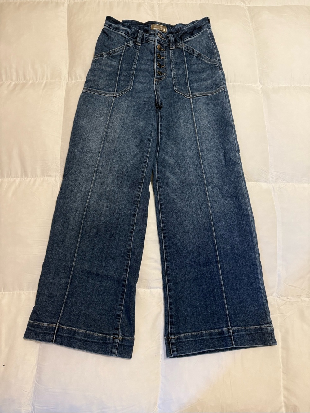 Kut from the Kloth Dark Blue Wide-Leg High-Rise Jeans